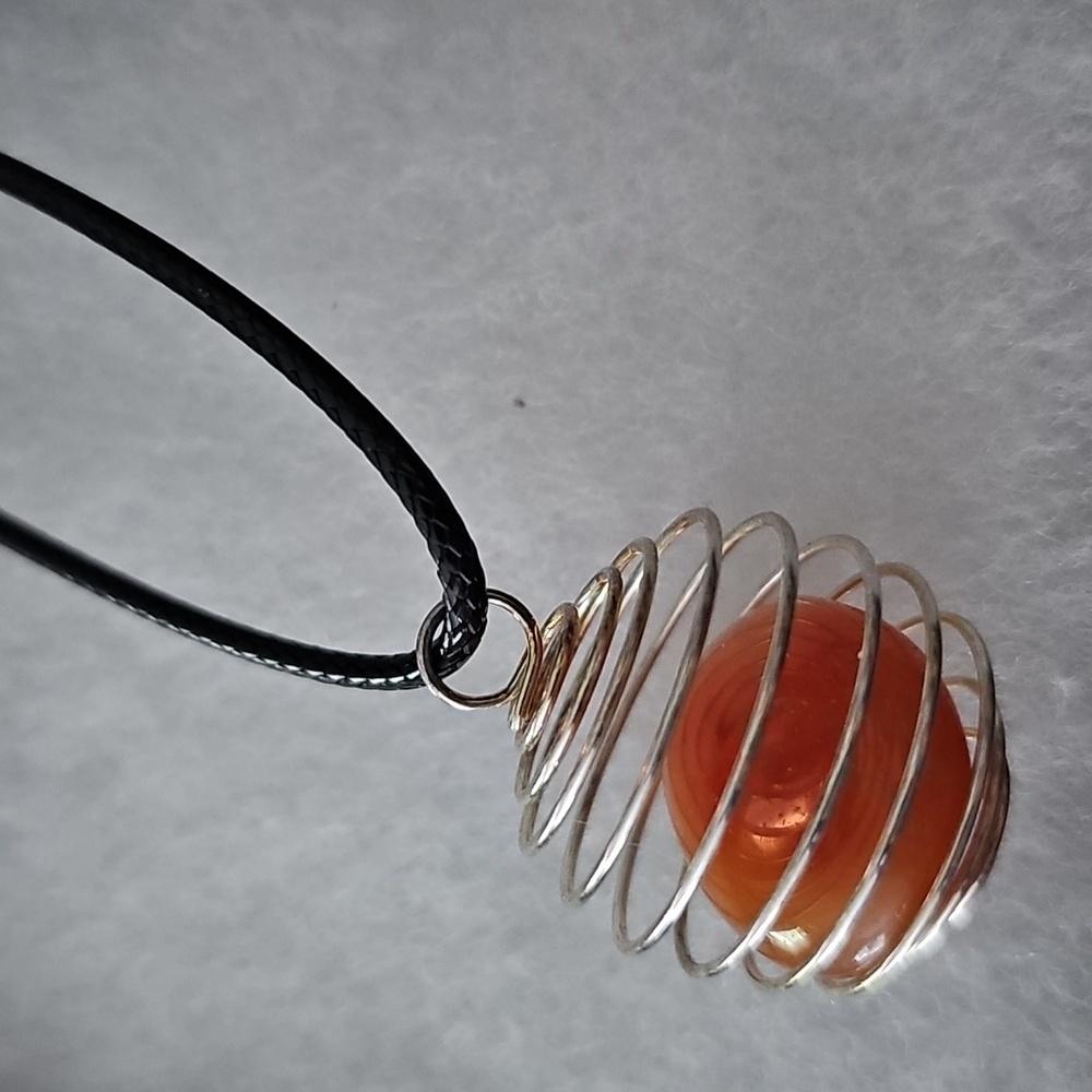 Crystal Cage Necklace w/ Carnelian Tumble